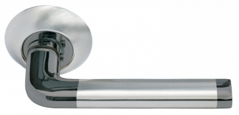 Ручка дверная на круглом основании MORELLI КОЛОННА DIY MH-03 SN/BN белый никель/черный никель