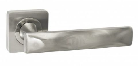 Дверная ручка Renz на квадратной розетке "Косма" INDH 312-02 SN/NP никель матовый/хром блестящий