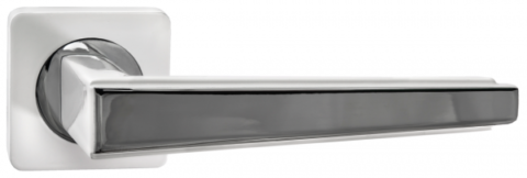 Дверная ручка RENZ на квадратной розетке "Чиэра" INDH 311-02 SW/CP супер белый/хром блестщий КВ