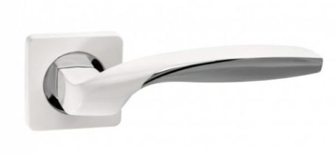 Дверная ручка RENZ на квадратной розетке "Анцио" INDH 433-02 W/CP белый/хром блестящий