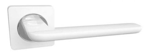 Дверная ручка RENZ на квадратной розетке "ЛАНА" INDH 95-02 MSW/CP матовый супер белый/хром блестящий