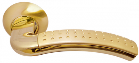 Ручка дверная на круглом основании MORELLI MH-02P SG/GP матовое золото / золото