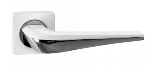 Дверная ручка RENZ на квадратной розетке "Фиоре" INDH 425-02 MSW/CP матовый супер белый/хром блестящий