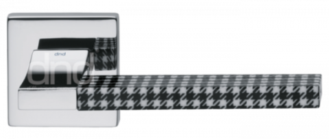 Ручка дверная на квадратном основании "ДЖОРДЖИО" CH14+INS 07 OC Хром блестящий с пластиковой вставкой