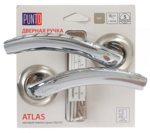 Дверная ручка PUNTO "ATLAS TL/HD" SN/CP-3 матовый никель / хром