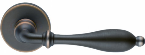 Ручка дверная на круглом основании "Лирика" 806/12 BSS Бронза матовая темная