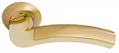 Ручка дверная на круглом основании MORELLI MH-02 SG/GP матовое золото / золото