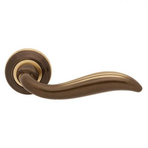 Ручка дверная на круглой розетке MANDELLI 981 PLISSE PB/BR бронза
