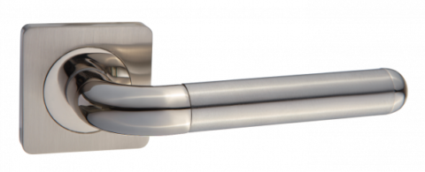 Ручка дверная на квадратном основании TIXX DH 213-05 "Эриче" SN/NP матовый никель / хром