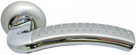 Ручка дверная на круглом основании MORELLI MH-02P SN/CP матовый никель / хром