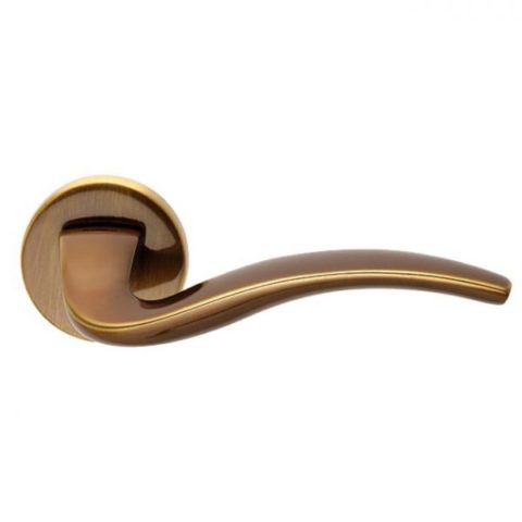 Ручка дверная на круглой розетке MANDELLI 1221 IDRA PB/BR бронза