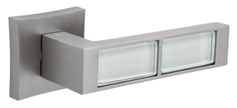 Дверная ручка ORO&ORO 923-13 на квадратном основании SC/WHG хром матовый / белое стекло