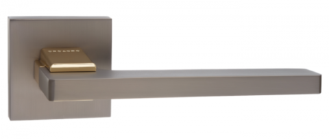 Дверная ручка на квадратном основании ORO&ORO 927-13 Titanium/GP титаниум / латунь блестящая