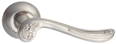 Дверная ручка RENZ на круглой розетке "Глория" DH 61-08 SN никель матовый