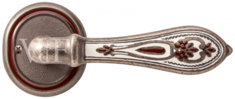 Ручка дверная на овальном основании Val de fiori "Беладжио" DH 701-70 AI/WBR Серебро античное с эмалью