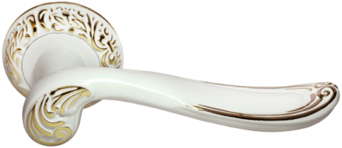 Ручка дверная на круглом основании MORELLI DIY MH-22-CLP W/PG белая эмаль / золото