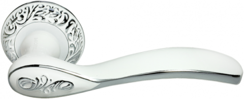 Ручка дверная на круглом основании MORELLI DIY MH-36-CLP W/PC белая эмаль / хром