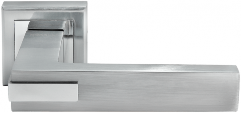 Ручка дверная на квадратном основании MORELLI DIY MH-43 SC/CP-S матовый хром / полированный хром