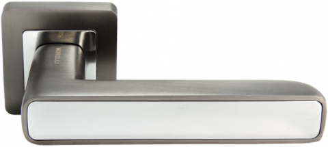 Ручка дверная на квадратном основании MORELLI DIY MH-44 GR/CP-S55 матовый графит / полированный хром