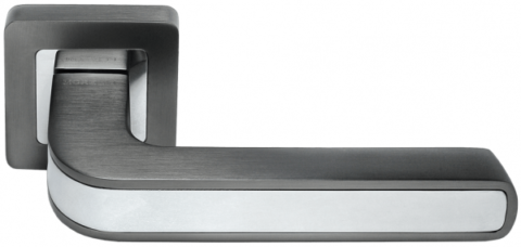 Ручка дверная на квадратном основании MORELLI DIY MH-46 GR/CP-S55 матовый графит / полированный хром