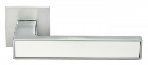 Ручка дверная на квадратном основании MORELLI DIY MH-48-S6 SC/W матовый хром / белый