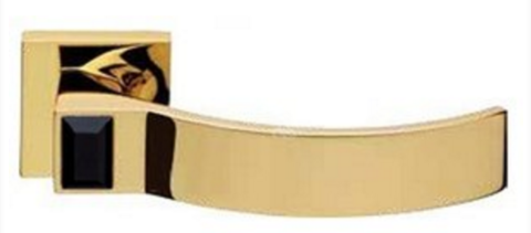 Дверная ручка LINEA CALI на квадратной розетке "ELIOS" nero 1343 OZ золото 24K глянцевое