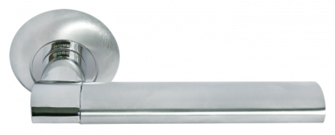 Ручка дверная на круглом основании MORELLI AGBAR MH-21 SC/CP матовый хром / хром