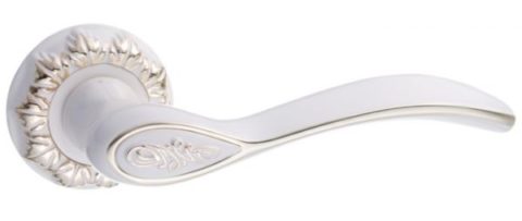 Дверная ручка Renz "Флория" DH (N) 17-10 W/GP белый / золото