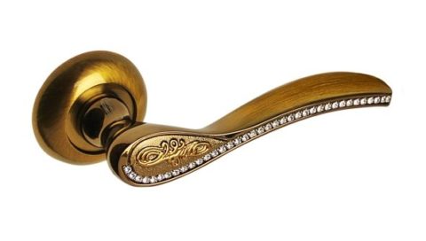 Дверная ручка на круглой розетке PALIDORE 103 BCF Crystal полированный кофе с кристалами