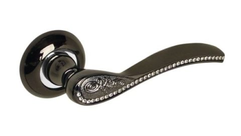 Дверная ручка на круглой розетке PALIDORE 103 BH Crystal черный никель с кристалами