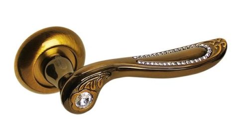 Дверная ручка на круглой розетке PALIDORE 105 BCF Cristal полированный кофе с кристалами