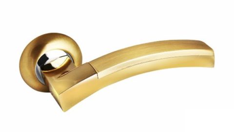 Дверная ручка на круглой розетке PALIDORE 132SB/PB матовое золото/золото