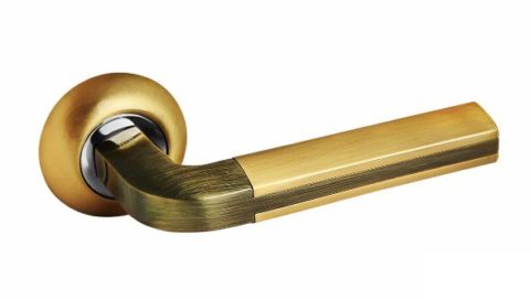 Дверная ручка на круглой розетке PALIDORE 96SB/BB матовое золото/бронза