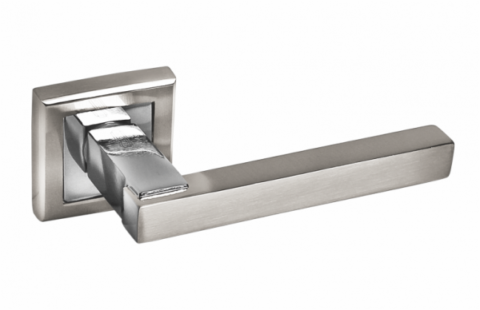 Дверная ручка на квадратной розетке PALIDORE A-233 HH/PC белый никель/хром