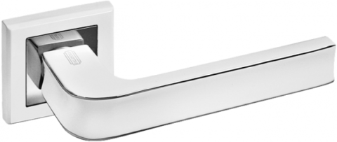 Дверная ручка на квадратной розетке PALIDORE A-253 WPC белый никель/хром