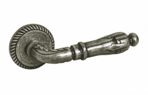 Дверная ручка на круглой розетке PALIDORE A-402 AS античное серебро