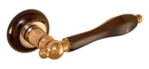 Дверная ручка на круглой розетке PALIDORE A-61 BH/PB черный никель/золото