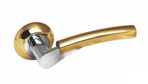 Дверная ручка на круглой розетке PALIDORE GPC/PB хром матовый/золото