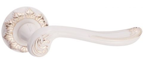 Дверная ручка RENZ "Глория" DH 61-10 W/GP белый-золото