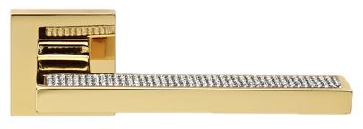 Дверная ручка LINEA CALI на квадратной розетке "SINTESI" 1301 RO 019 OZ (Sw) золото 24K глянцевое