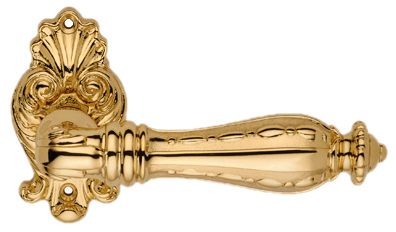 Дверная ручка LINEA CALI на фигурной розетке "ZAARA" 1535 RO 015 OZ золото 24K глянцевое