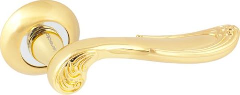 Дверная ручка на круглой розетке LD 114 SG/GP матовое золото / золото