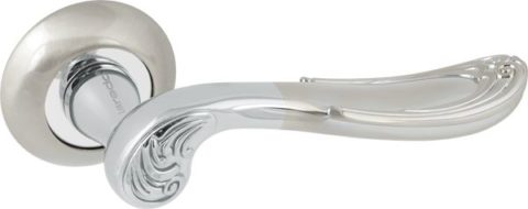 Дверная ручка на круглой розетке LD 114 SN/CP матовый никель / хром