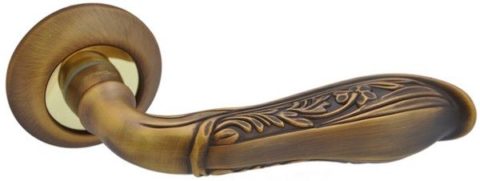 Дверная ручка на круглой розетке LD 119 ABB/GP кофе / золото