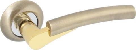 Дверная ручка на круглой розетке LD 121 AB/GP античная бронза / золото