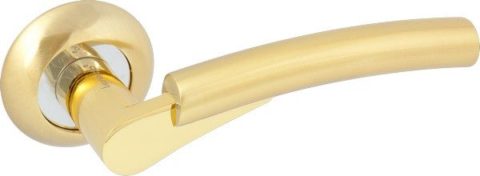 Дверная ручка на круглой розетке LD 121 SG/GP матовое золото / золото