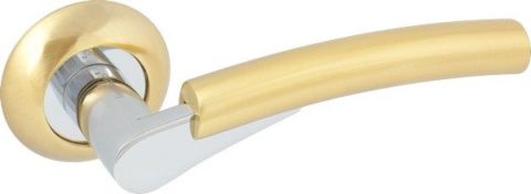 Дверная ручка на круглой розетке LD 121 SG/CP матовое золото / хром