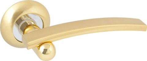 Дверная ручка на круглой розетке LD 122 SG/GP матовое золото / золото