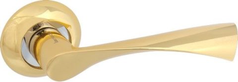 Дверная ручка на круглой розетке LD 123 GP/CP золото / хром