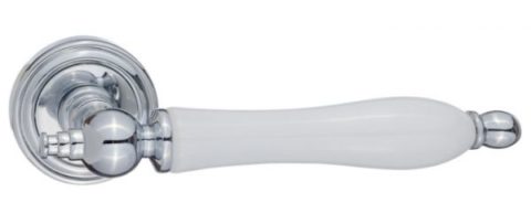 Дверная ручка Renz "Мишель" DH 615-16 CP/WH хром + белая керамика